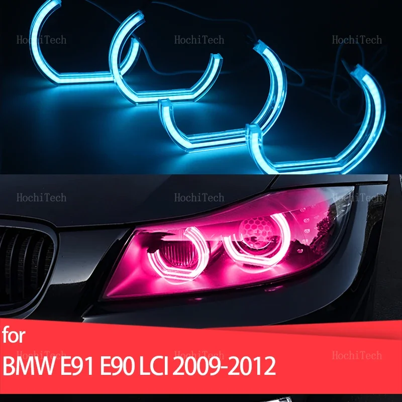 

LED Angel Eyes Kit Ring RGB colors APP control Headlight Lamps For BMW 3 Series E91 E90 facelift 2009-2012 Xenon headlights