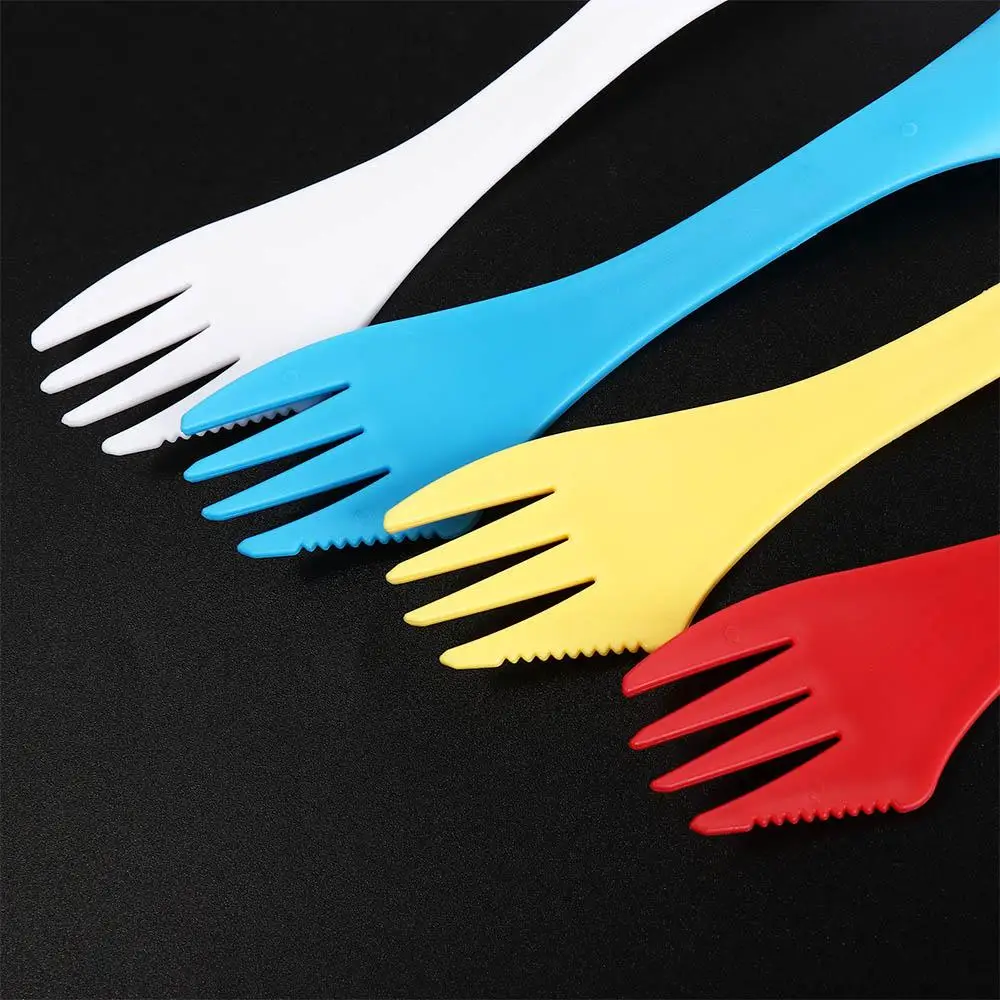 Multi-functional Dessert Spoon Soup Spoon Fruit Fork Outdoor Tableware Spoon Fork Plastic Spoon Spork Bottle Opener Fork