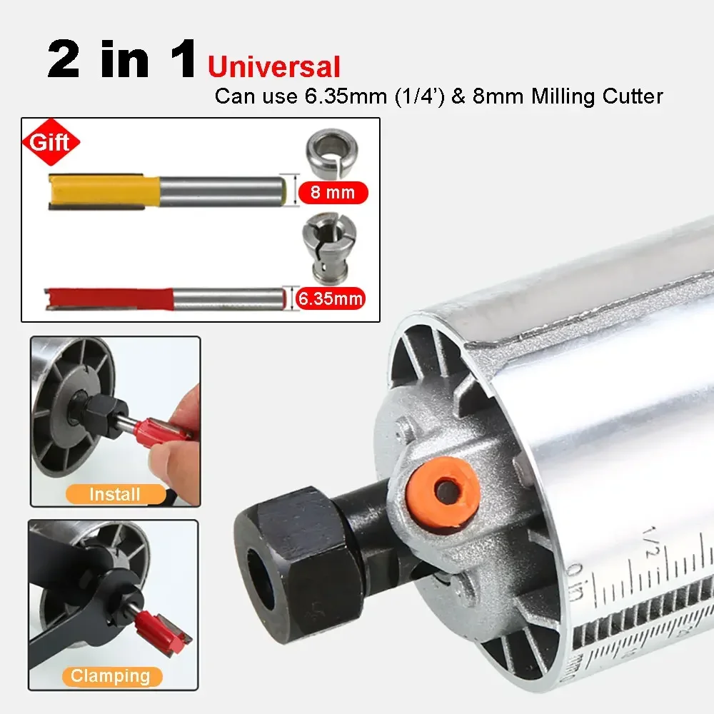 220V 2000W Electric Trimmer Router6.35mm & 8mm Milling Engraving Slotting Trimming Machine Hand Carving Router Woodworking Tools