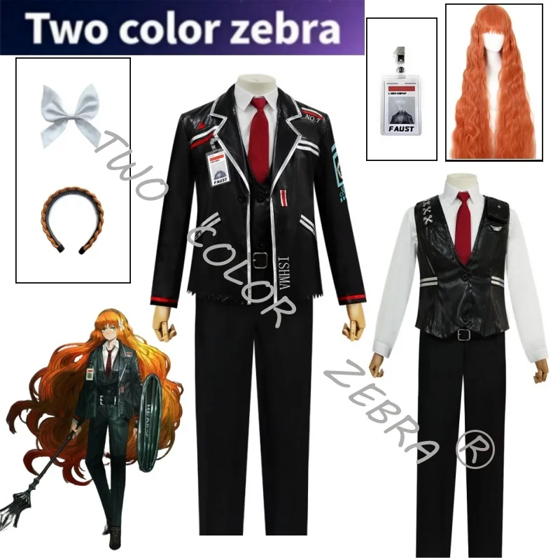 

Ishmael Cosplay Limbus Company Costume Shirt Pants Tie Coat Full Set and Orange Wig Halloween Party Roleplay Perfromance Clothes