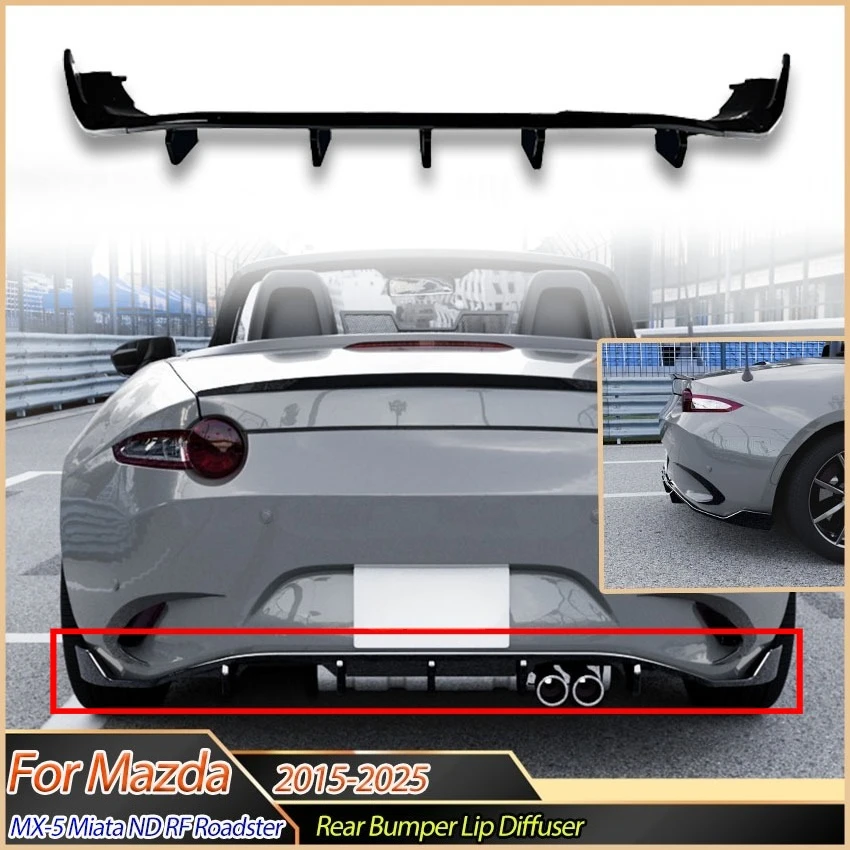 Rear Bumper Lip Diffuser For Mazda MX-5 Miata ND RF Roadster 2015-2025 Maxton Style Car Rear Spoiler Splitter Auto Accessories