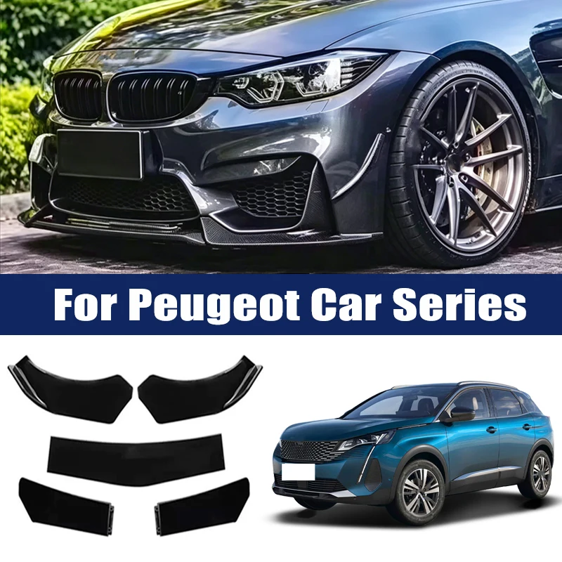 Kit de 5 piezas para el parachoques delantero, alerón divisor de ABS para Peugeot 206 207 208 301 307 308 408 508 2008 3008 4008 5008
