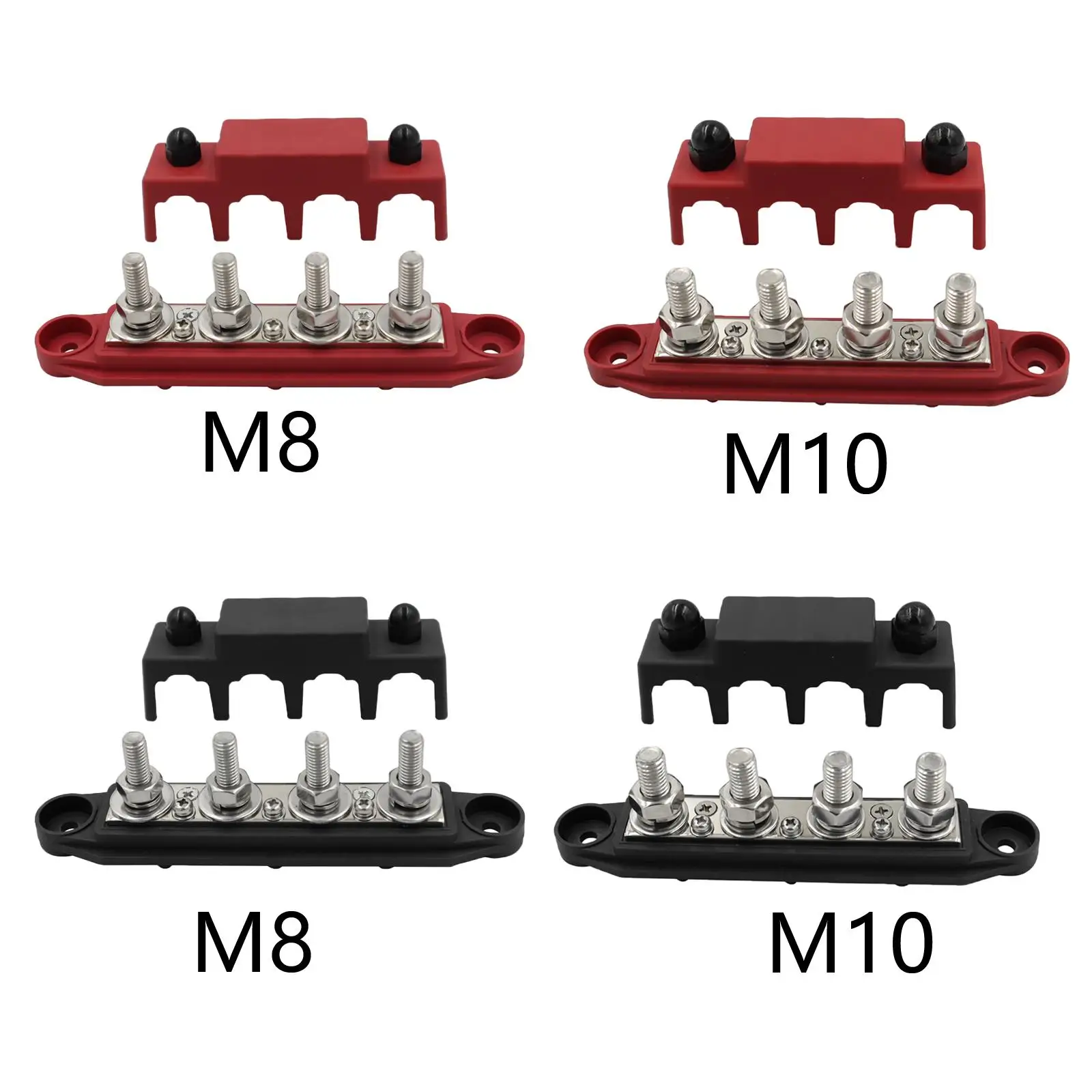 4 Post Power Distribution Block with Cover/ Replace Heavy Duty Solar Wiring 25 Rating Bus Bar Pair/ for boat Automotive Marine