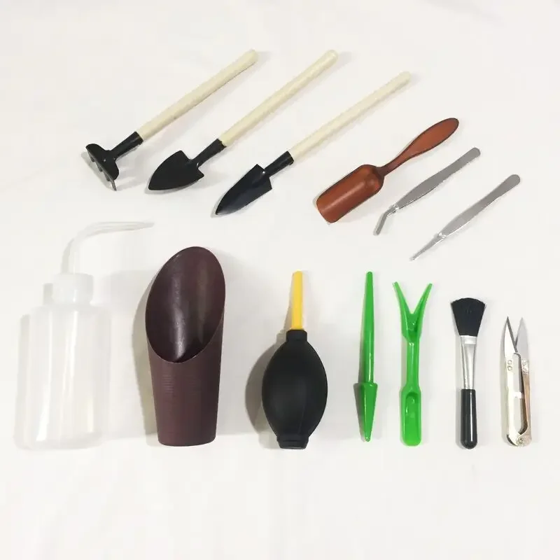 13PCS Mini Gardening Supplies Transplanting Miniature Planting Hand Tool Kit Mini Garden Hand Tools Succulents Spray Bottle SD