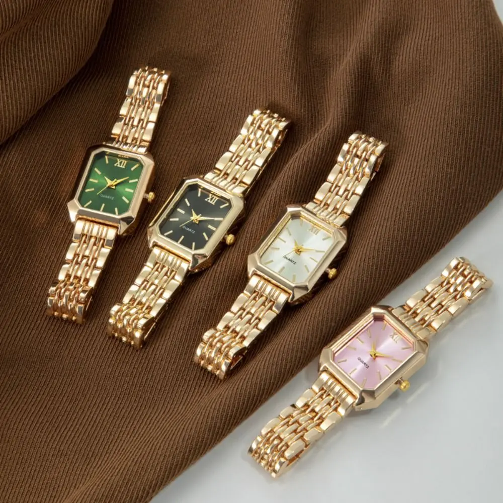 Fashion Stainless Steel Quartz Watches Folding buckle Quartz Women Wristwatch Business Square Strap Watch Student Hot