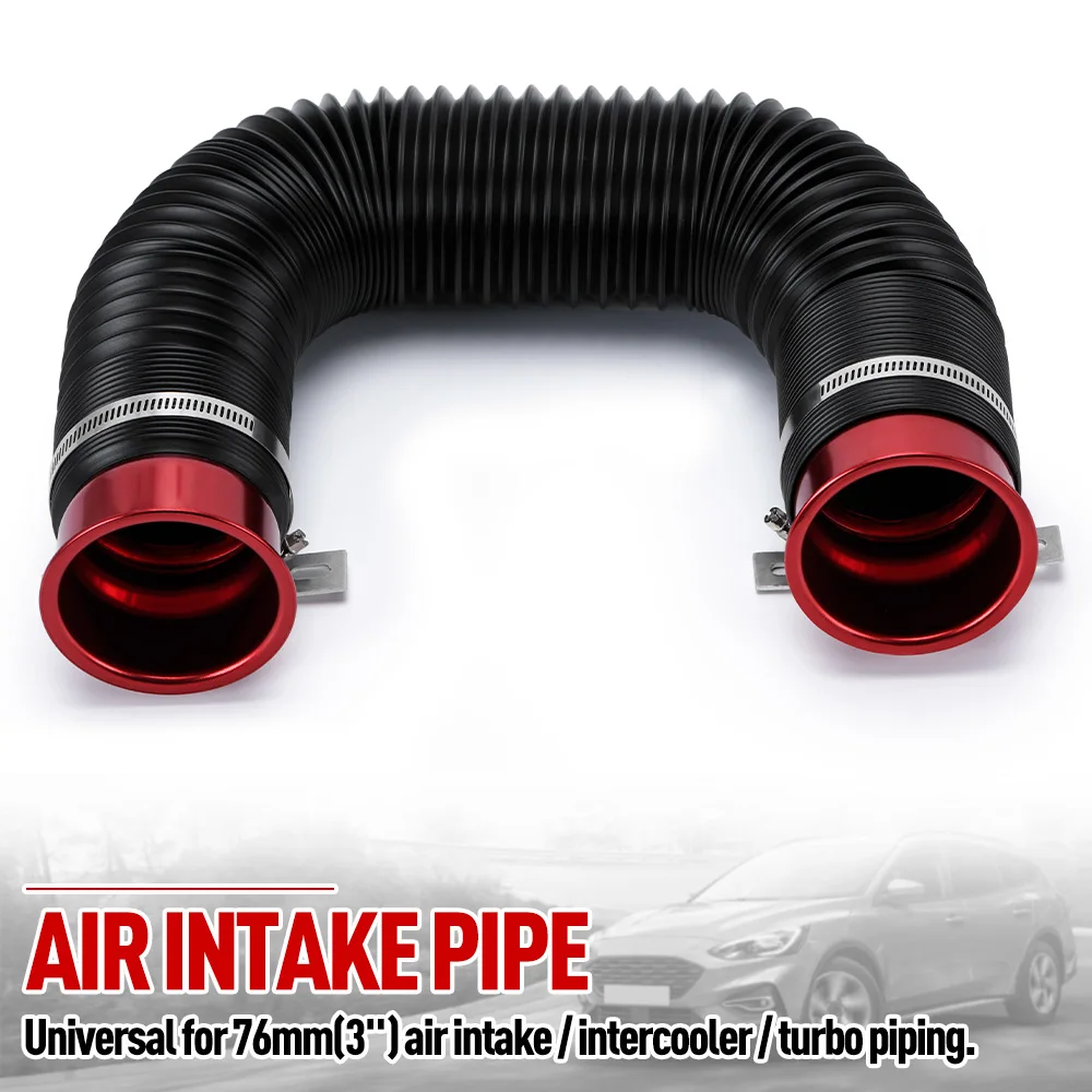 76mm / 3 inch Universal Flexible Car Engine Cold Air Intake Hose Inlet Ducting Feed Tube Pipe With Connector & Braket LZ-IMK15R