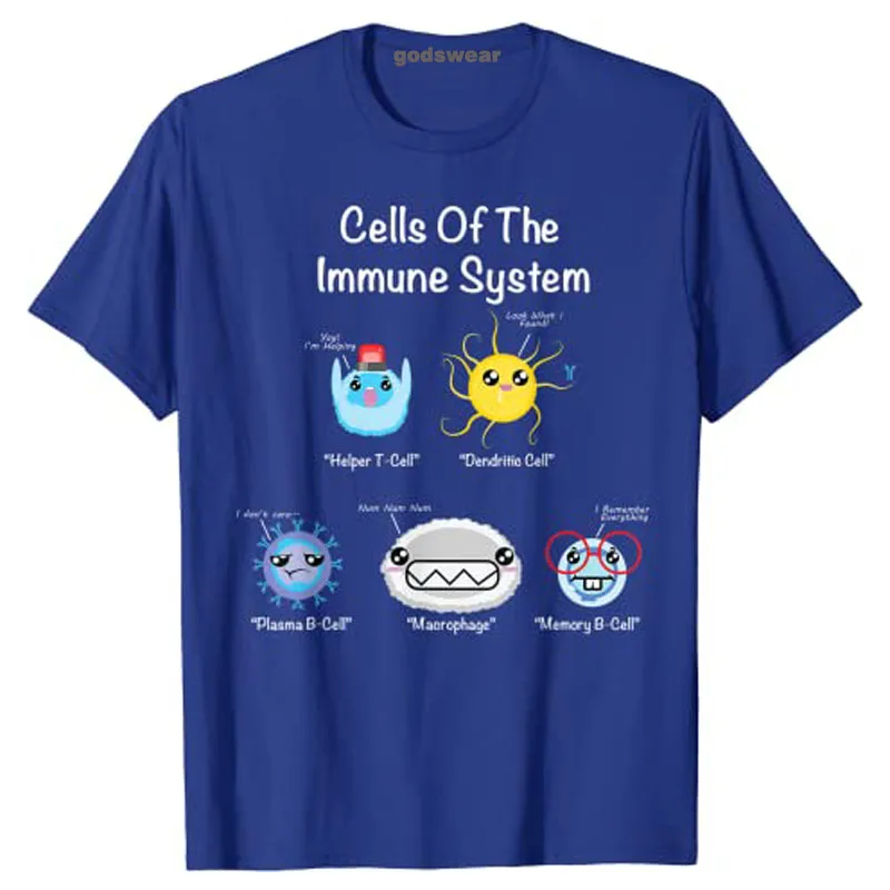 Immune System Cells Biology Cell Science Humor Immunologist T-Shirt Customized Products Humor Funny Graphic Tee Tops