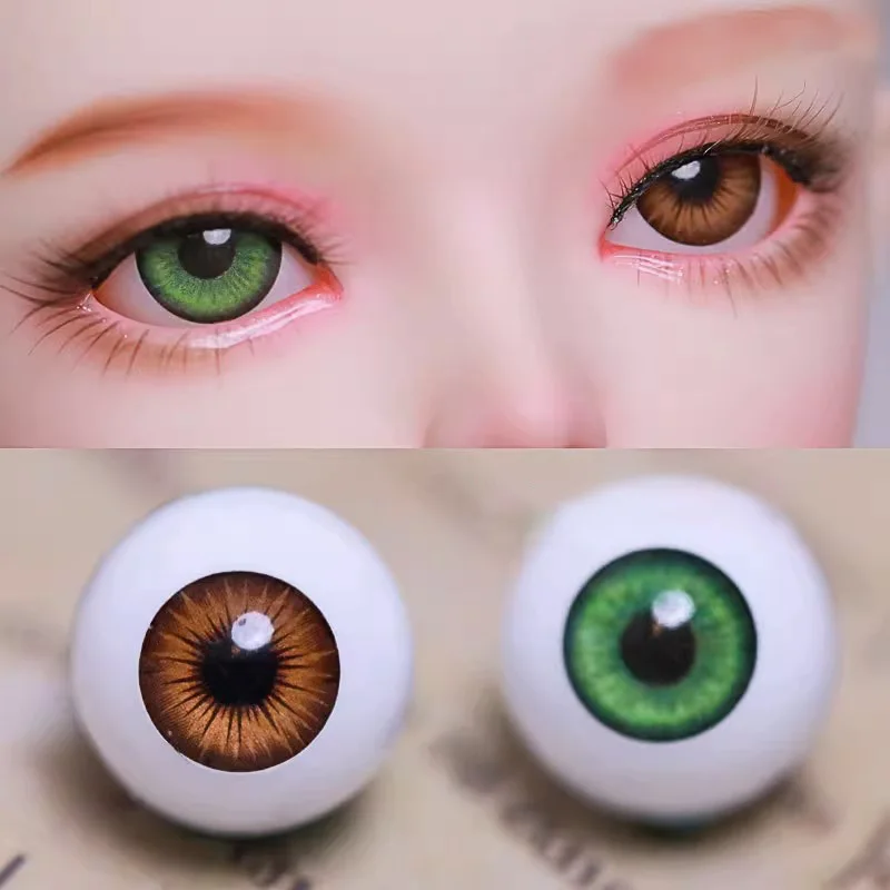 BJD Doll Accessories 3D Eyeballs 14mm Flash Color Eyes for Doll Suitable for 1/3 Dolls Eyes for Toy Accessories Two colored eyes