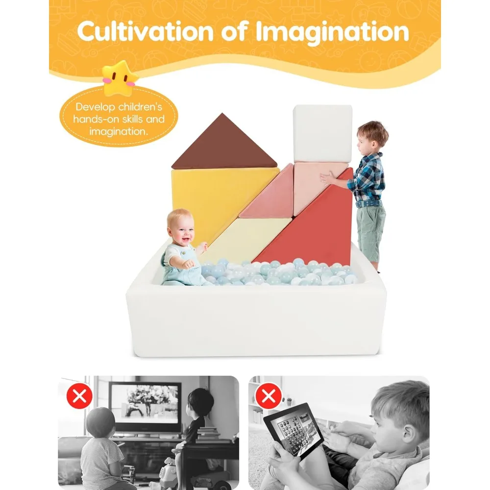 Divano da gioco per bambini con puzzle quadrati Tangram, mobili per divani modulari per la risoluzione dei puzzle e la costruzione dei posti