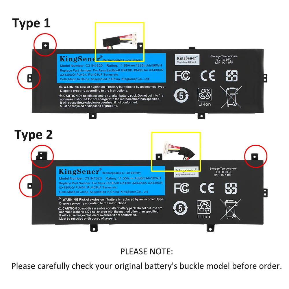 KingSener C31N1620 Laptop Battery for ASUS ZenBook UX430 UX430UA UX430UN UX430UQ UX430UQ-GV015T PRO PU404 PU404UF 11.55V 50WH