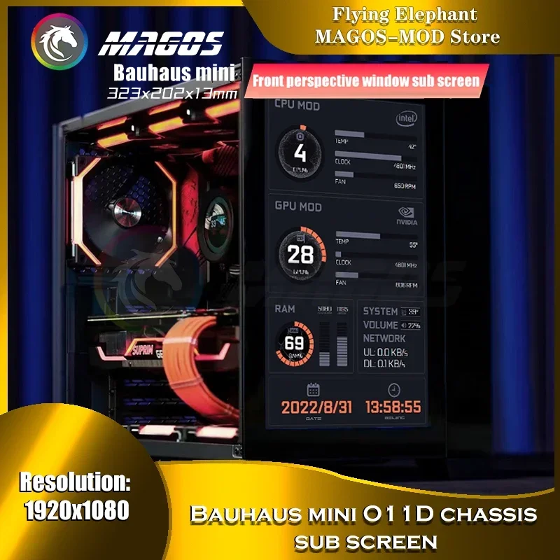 LIAN LI O11D/O11D Mini Case IPS LCD Monitor Display 1920*1080 IPS Perspective Screen Display HDMI Interface