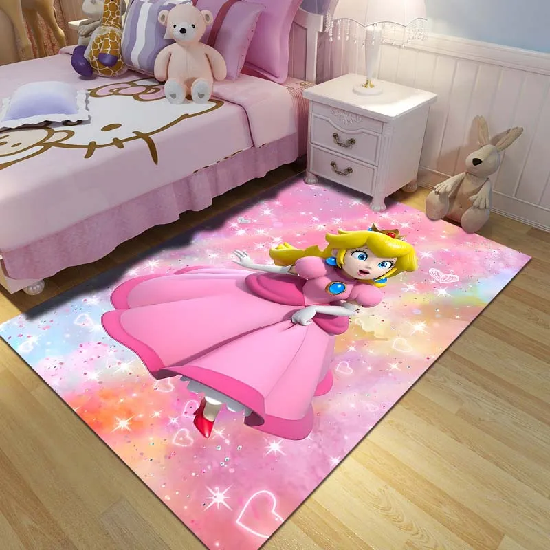 Super Mario Princess Peach Print Carpet Rug for Home Living Room Bedroom Sofa Doormat Decor Non-slip Floor Mat Girls Room Decor