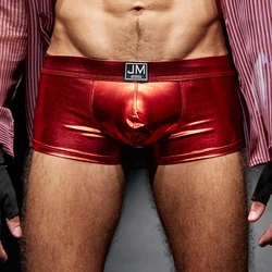 Jockmail sexy underwear homem boxer de couro do plutônio dos homens gay cueca pênis bolsa boxer masculino cueca boxer deslizamento para homens lgbt