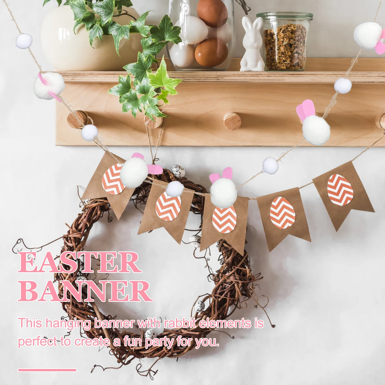 

Creative Easter Banner Hanging Decoration Rabbit Theme Party Supply for Mantel Wall Doorway Shopping Mall Event Decor