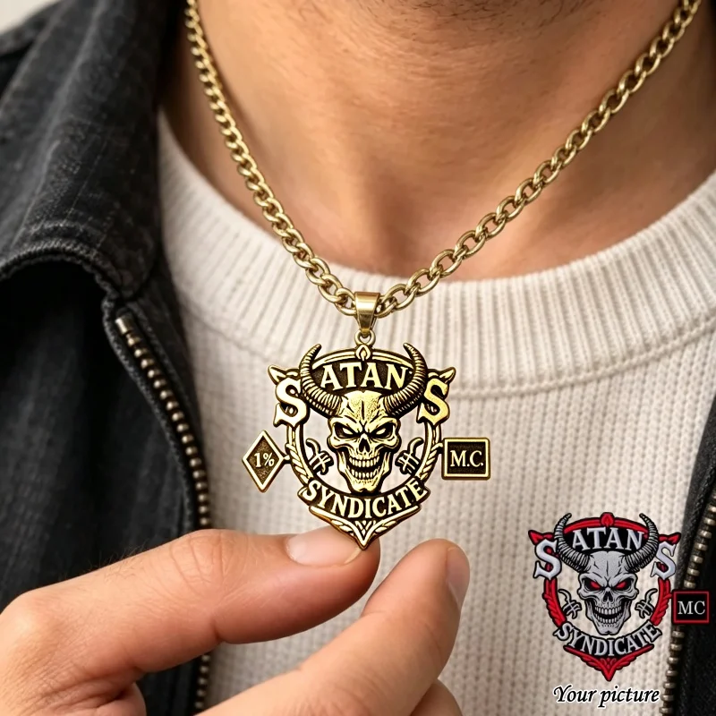 Custom Logo MC Pendant Neckalce Personalized Engraved Picture Necklaces Stainless Steel Cuban Chain Personal Design Gift for Men
