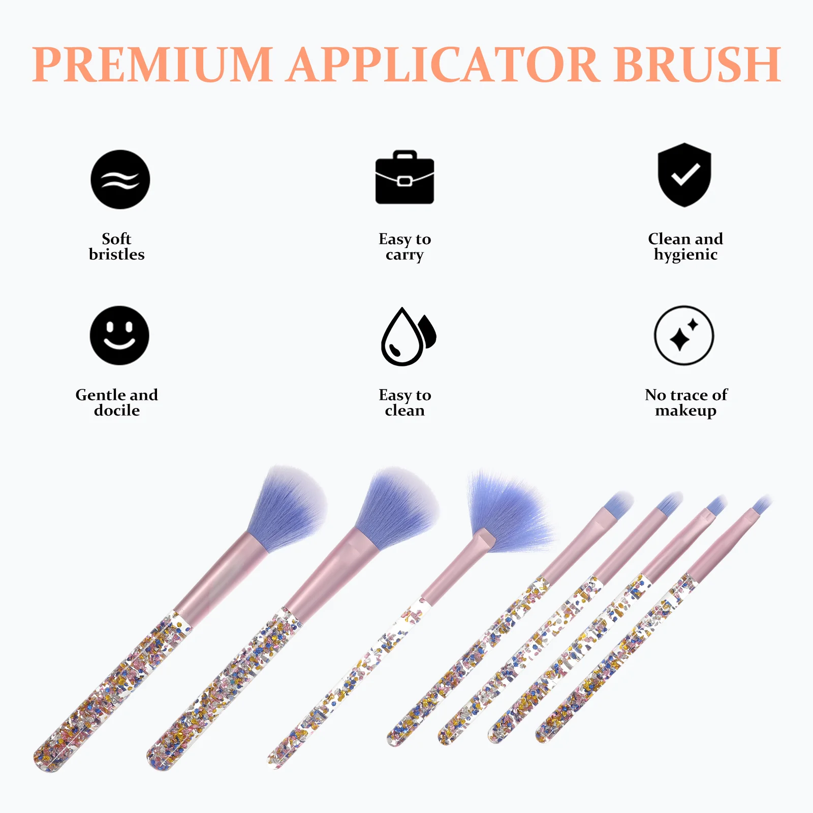

7Pcs Brush Kit Lightweight Easy to Clean Long Handle Makeup Tools for Women Application