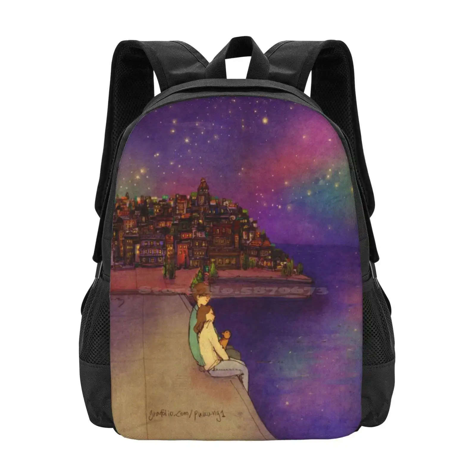 Puuung Illustration No.176 Hot Sale Schoolbag Backpack Fashion Bags Puuung Love Aesthetic Romance Romantic Cozy Happy Moment