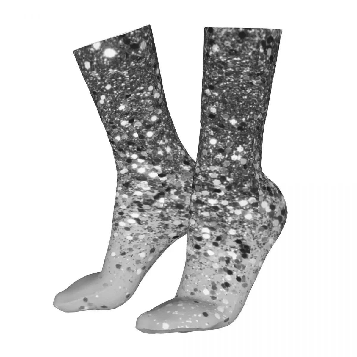 New Silver Gray Glitter Woman Socks 2022 Men Nodic Fashion Sport Sock