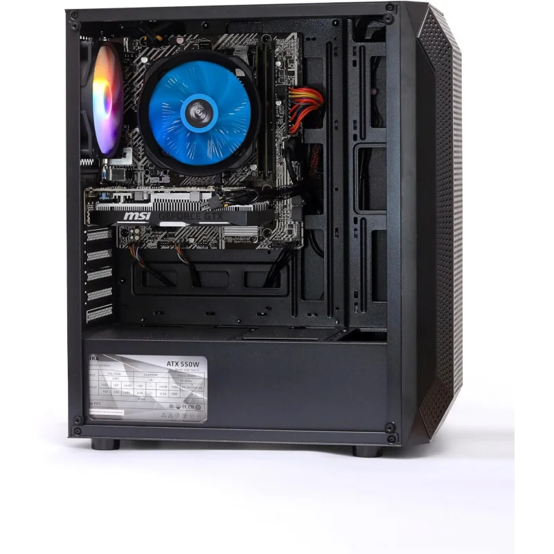 Gaming PC,  i5-12400F, RTX 3050, 16GB RAM, 500GB SSD, 500W PSU, H610M-K Motherboard, 4-Fan RGB Case (White) (Black, 1TB) view 3