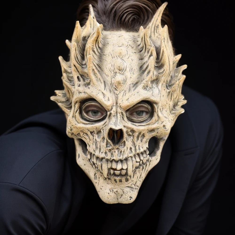 Horror Full Face Half Face Skull Mask terrore Bone Fang Mask spaventoso Halloween Party Role-playing Cosplay Costume decorativo Prop