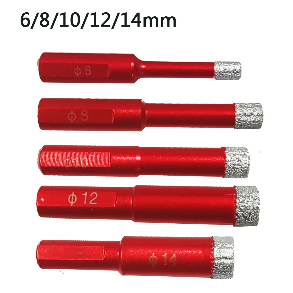 6-12mm Diamond Drills Ceramic Dry Drill Bit Round Handle Dry Brazed Drill Bit For Granite Marble Porcelain Stoneware Grind Tool