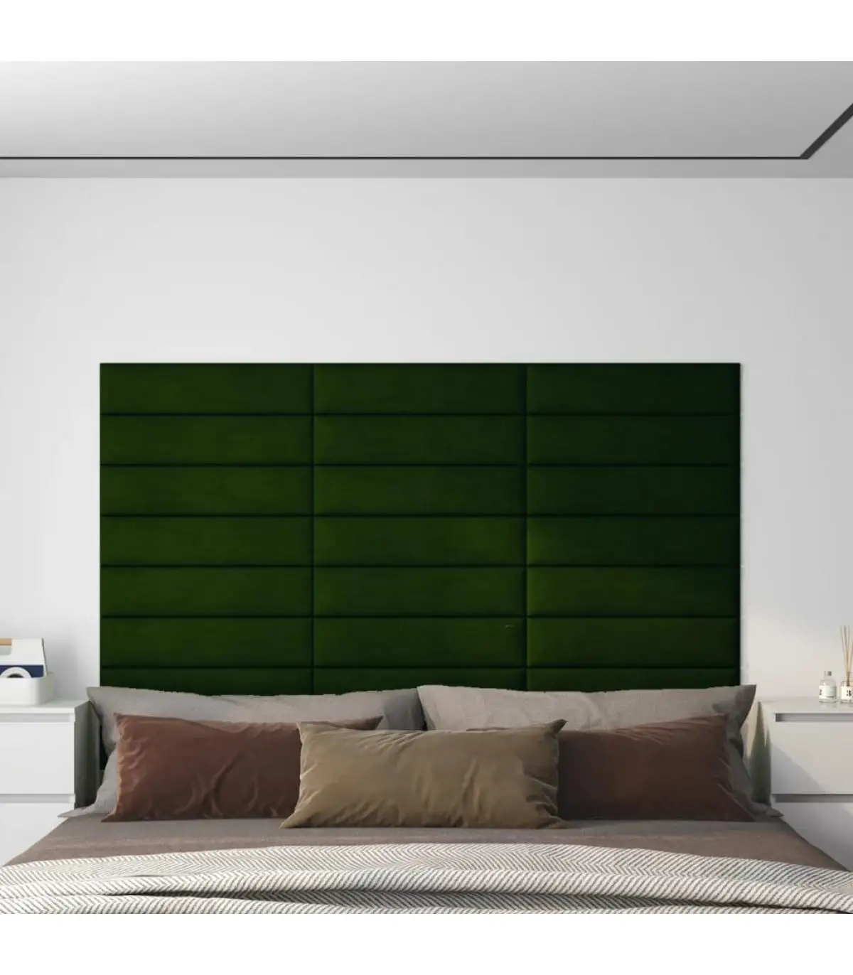 Wall covering wall panels 12 Pins dark green velvet 60x15 cm 1.08m ²