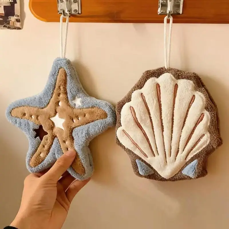 1 Pcs Cute Starfish Shape Super Water-Absorbing Soft Hand Towel For Bathroom Kitchen Washing Hands Cloth Convenient Hanging
