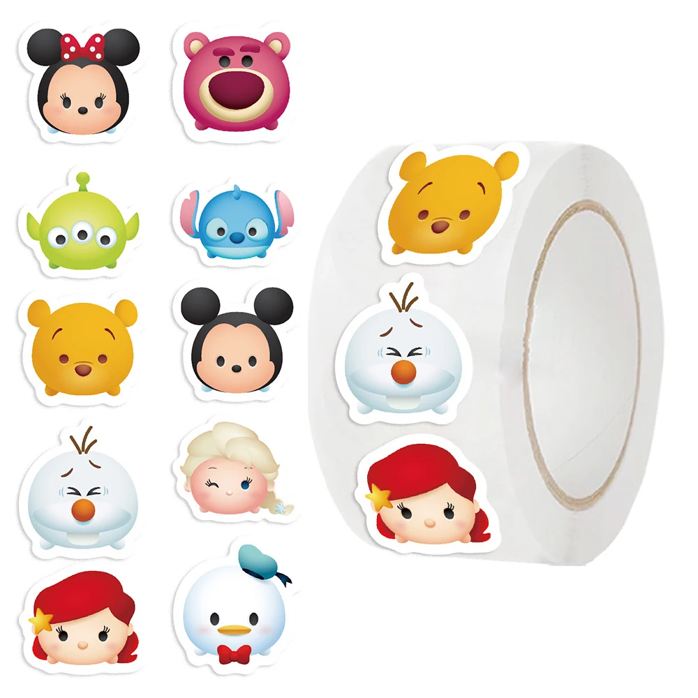 

500pcs Disney Cartoon Tsum Tsum Cartoon Sealing Stickers Roll Kawaii Decoration Decals Decoration Kids Stiker Reward Gift Toys