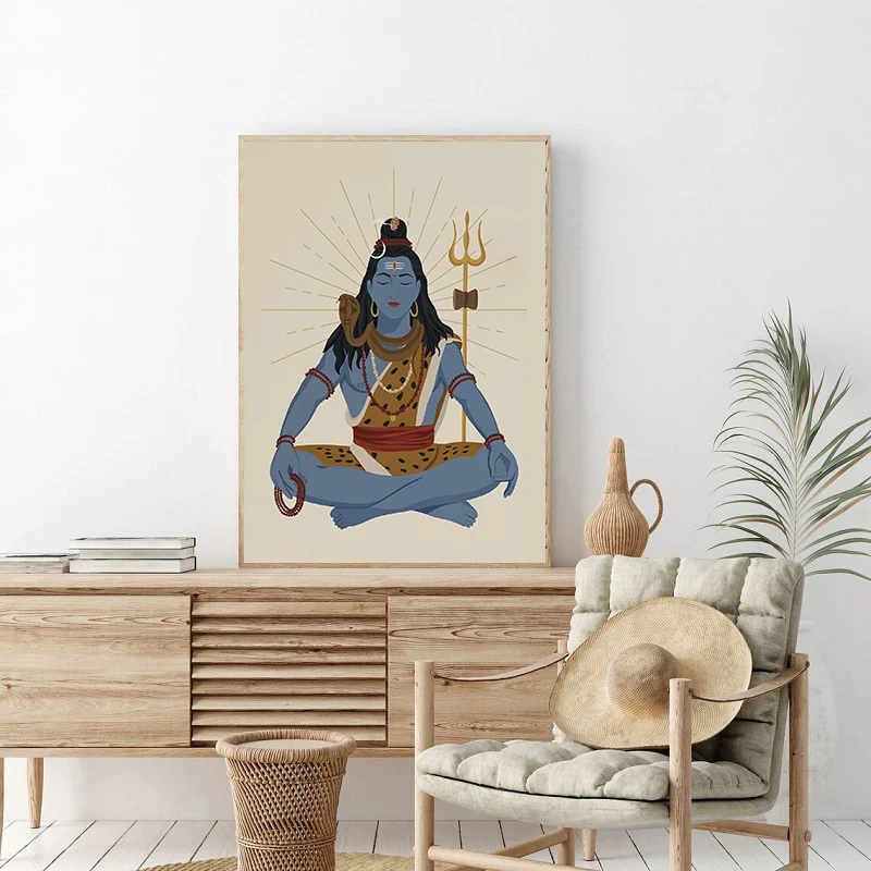 Hindu God Lord Shiva Indian Mythology Posters and Prints Canvas Painting Art Religion Wall Pictures for Living Room Home Decor
