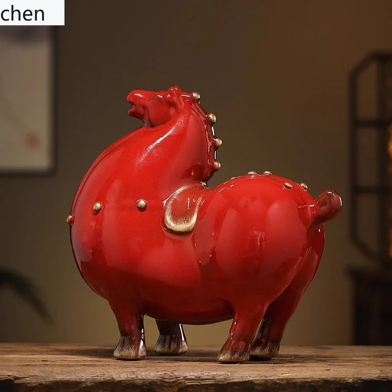 Ceramic Wealth-Attracting Tang Horse Ornament Creative Living Room Entrance Study Office Desktop Opening Housewarming Gift