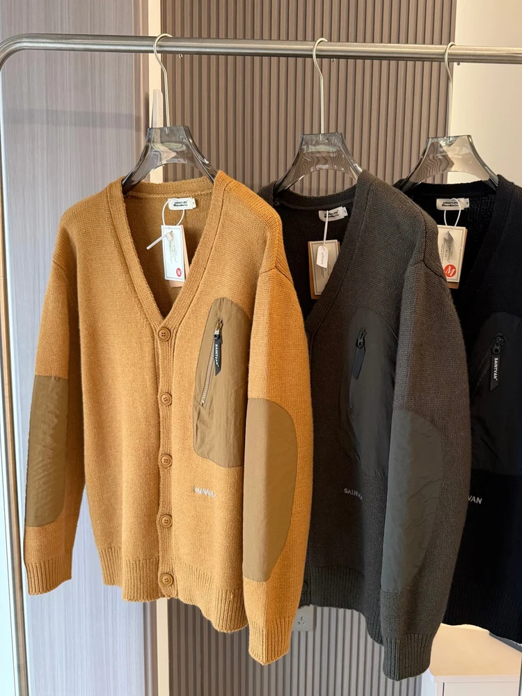 

Утепленный модный вязаный кардиган с V-образным вырезом для мужчин и женщин, повседневный, теплый, для ежедневной носки, осень-зима