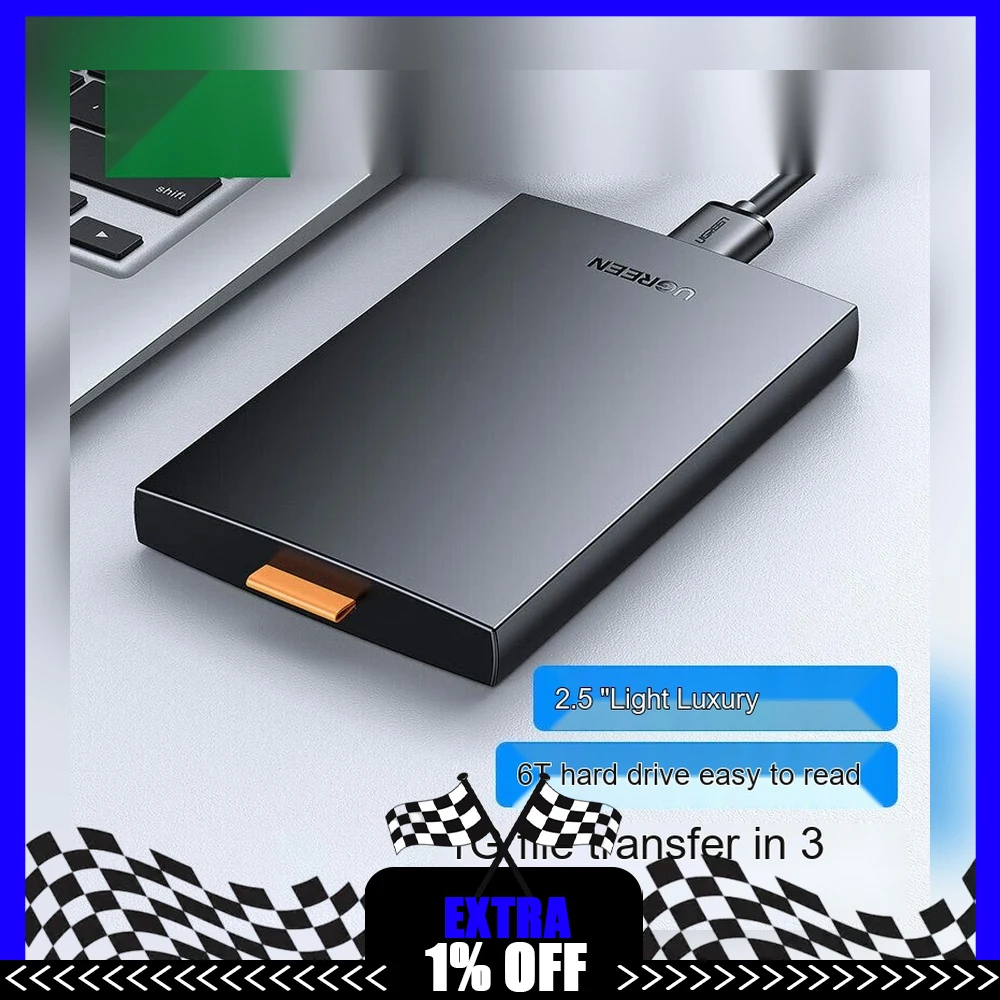 UGREEN 60353 CM237 2.5 Inch SATA HDD Enclosure USB 3.0 5Gbps External Hard Drive Case for SSD HDD