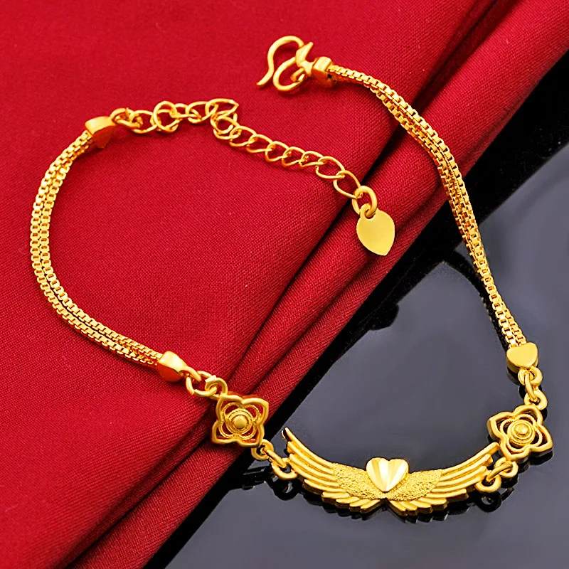 

Gentle Fairy Angel Wings Bracelet For Women 24K Gold AU999 | Agile wings, sweet and elegant