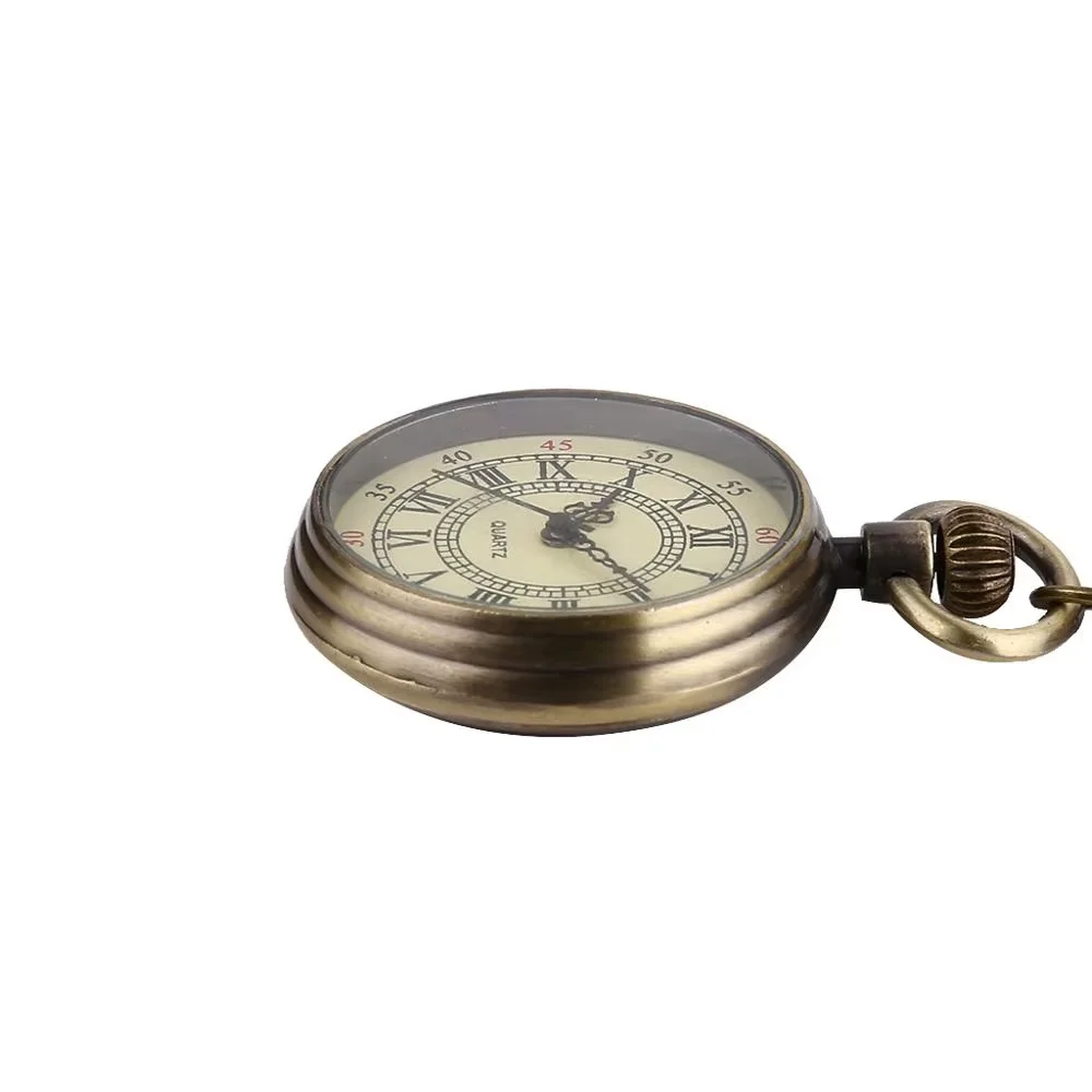 6014Retro classic design double digital ancient Roman pocket watch bronze pendant children's gift belt chain