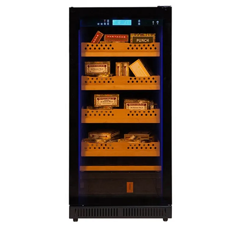 YJQ constant humidity cigar cabinet single door glass door refrigerated cigar display cabinet with humidification film
