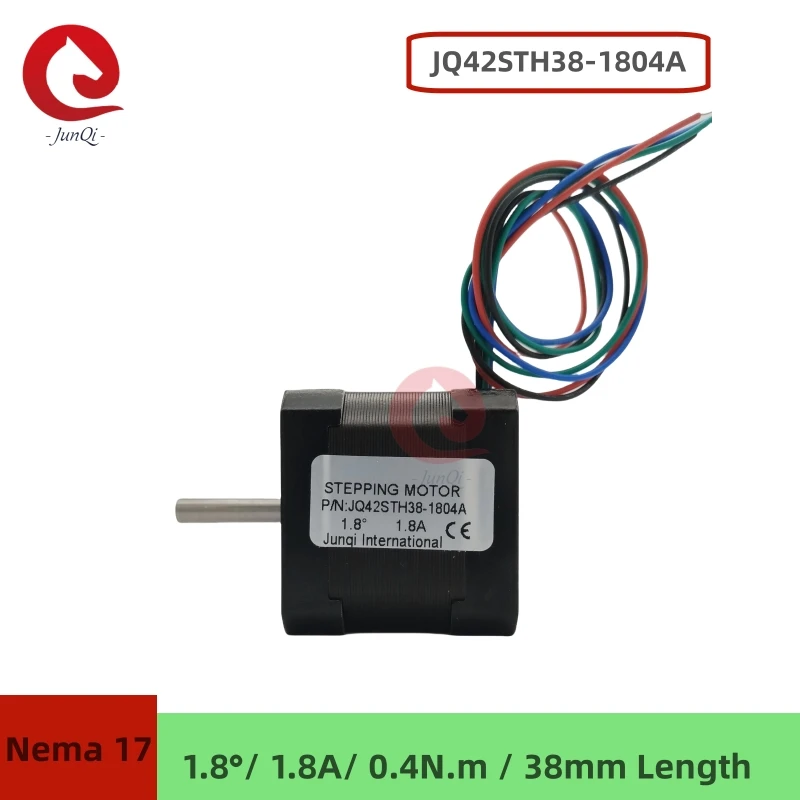 JUNQI Nema17 2Phase Stepper Motor JQ42STH38-1804A 4-leads wires 0.4N.m For 3D Printer