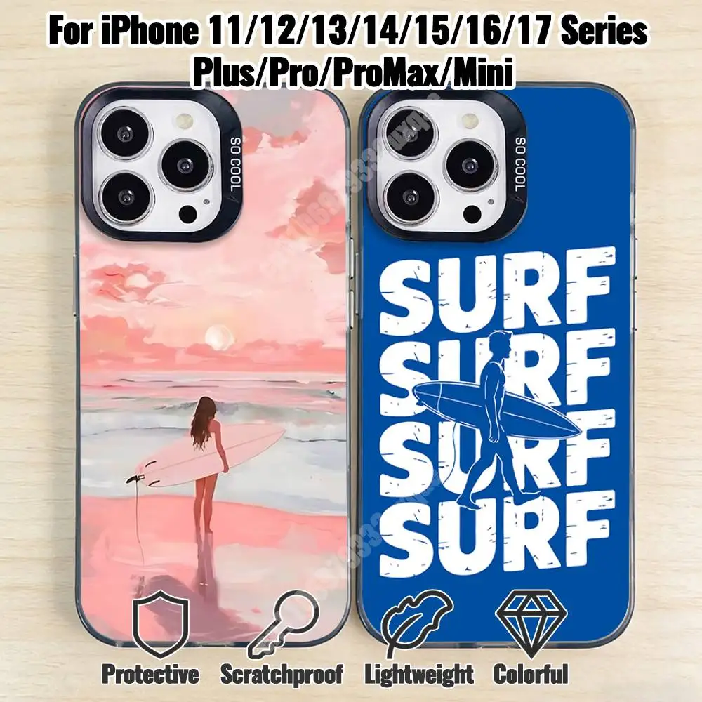 

Summer Surfing Sport Phone Case for iPhone 17 16 15 Max Mini 14 13 Pro Plus 12 11 X XS Air IMD Cover