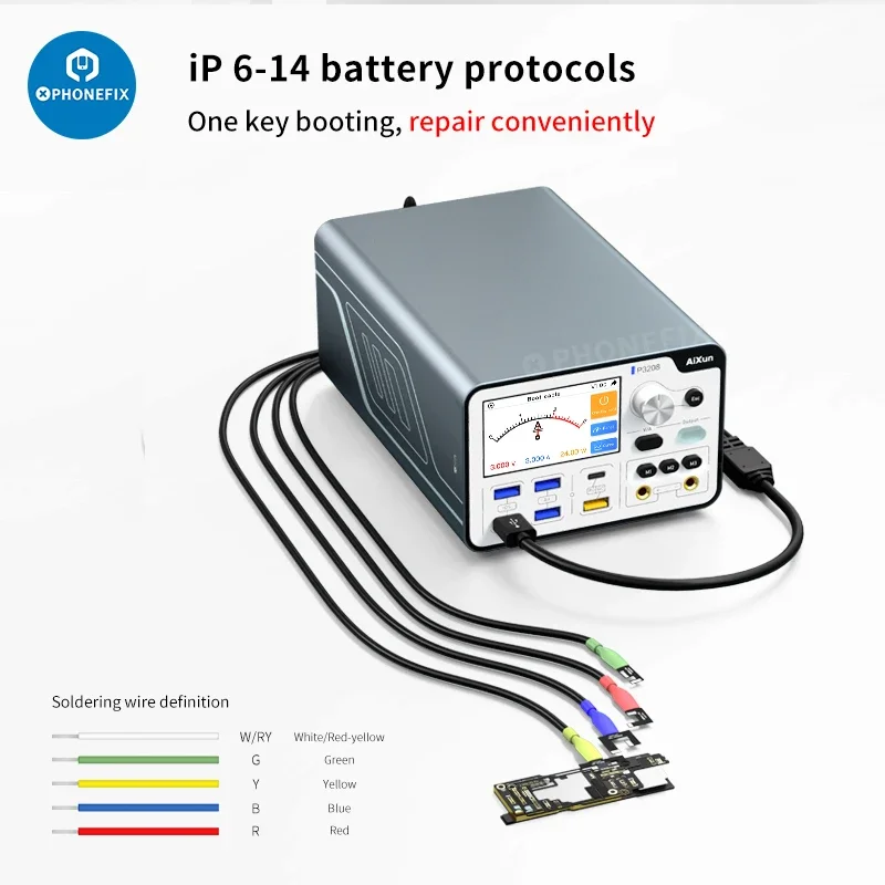 JCID AiXun P3208 alimentatore regolato intelligente da 320W per iPhone 6-14ProMax Tester di accensione a un pulsante 32V/8A ricarica rapida della