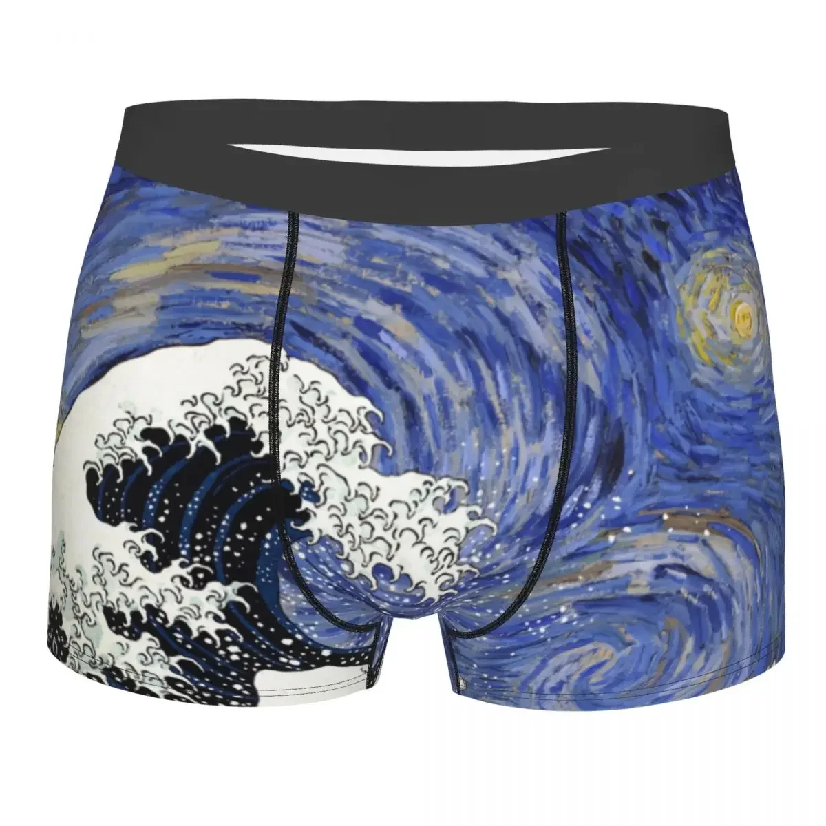 Custom Vincent Van Gogh ry Night Underwear Men Stretch Great Wave Art Boxer Briefs Shorts Panties Soft Underpants For Homme