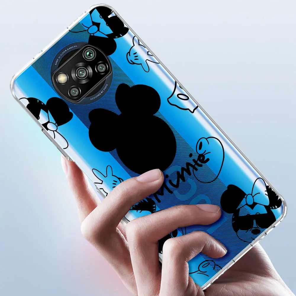 Mikey Minnie Mouse Logo Case for Xiaomi Poco M3 M5 X4 F4 F5 M4 M5s X3 NFC X5 X6 F1 F2 Pro F3 GT TPU Transparent Soft Phone Cover