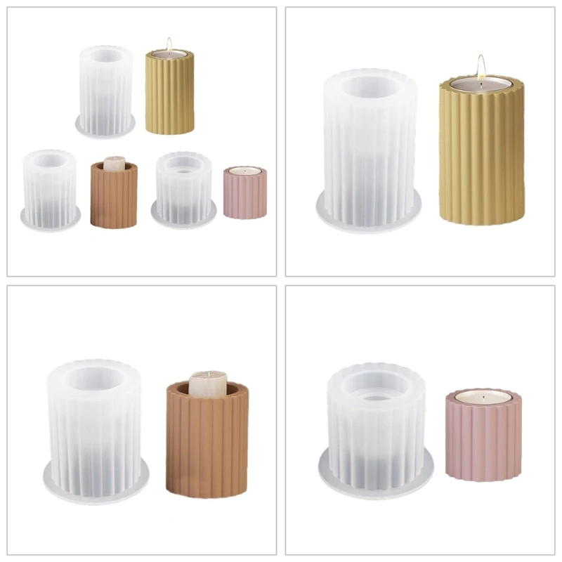 

Resin Holder Mould Striped Cylindrical Candlestick Mold Multifunctional