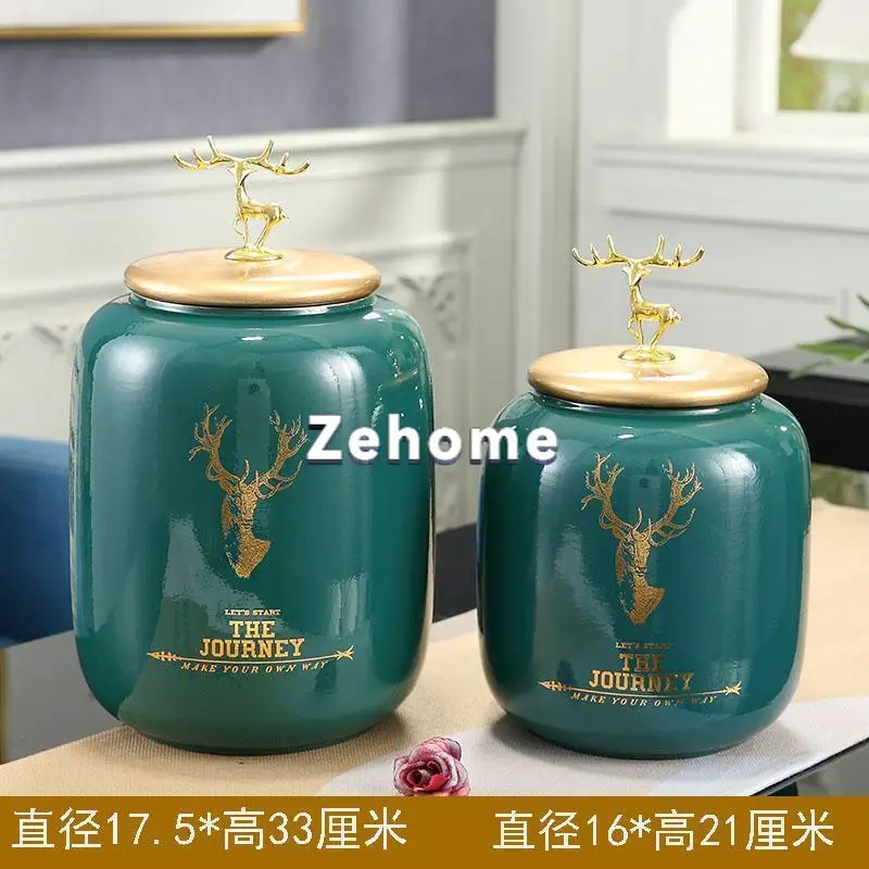 Creative ceramic tea can, large grain storage tank, candy tank, Pu'er tea cake tank, coffee bean fresh-keeping tank