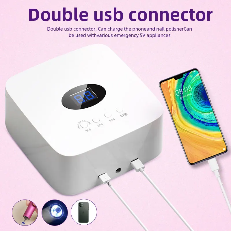 Oplaadbare UV LED-nagellampdroger met HD-display Slimme nageldrooglamp voor snel droog uitharding Alle gelnagellak-manicuregereedschappen