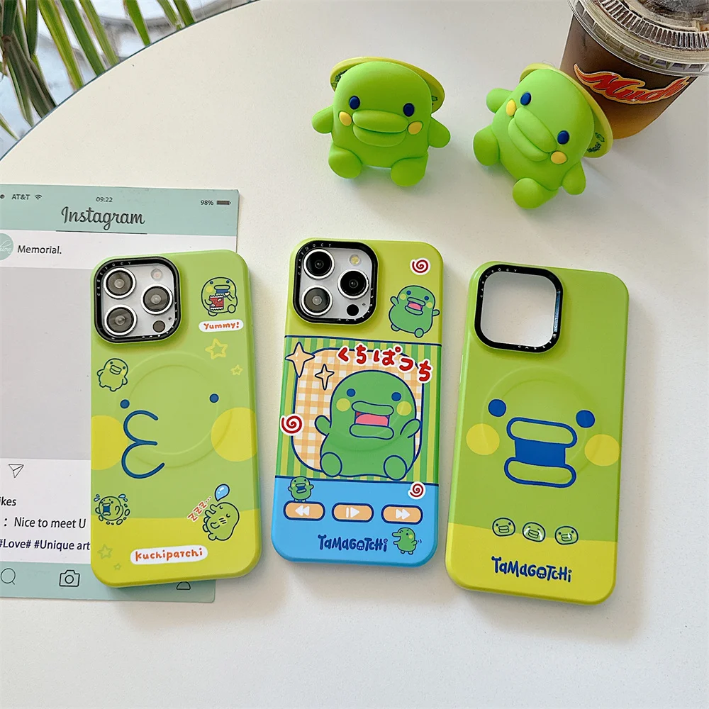 

Funny 3D cartoon With Magsafe stand phone case for iPhone 12 15 14 13 16 Pro 17 Pro Max Funda new cute Holder protective cover