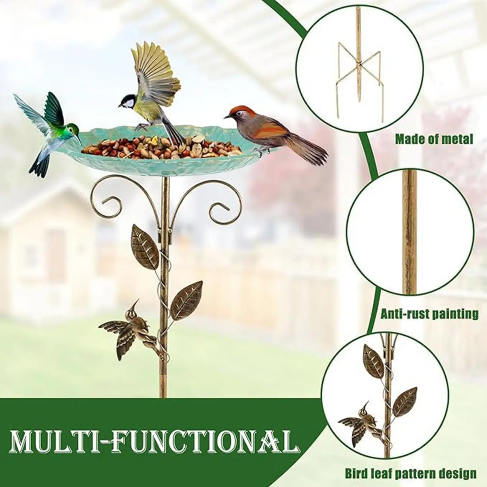 Bird bathing in the 30 inch outdoor feeder