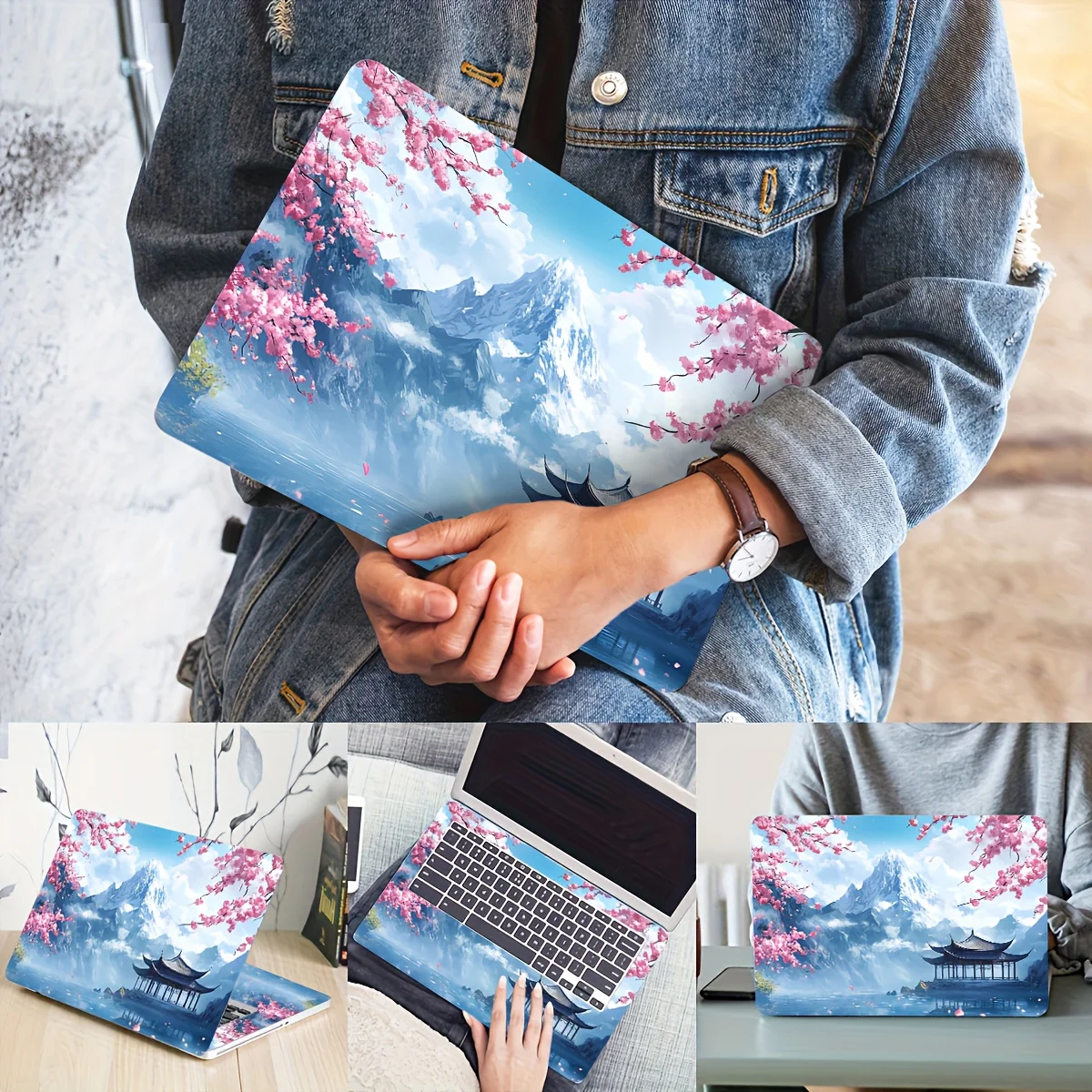 Vinyl Laptop Shell Landscape Stickers, 2 Pieces/Set, Scratch Resistant DIY Art Protective Cover, Universal Netbook Skin Stickers