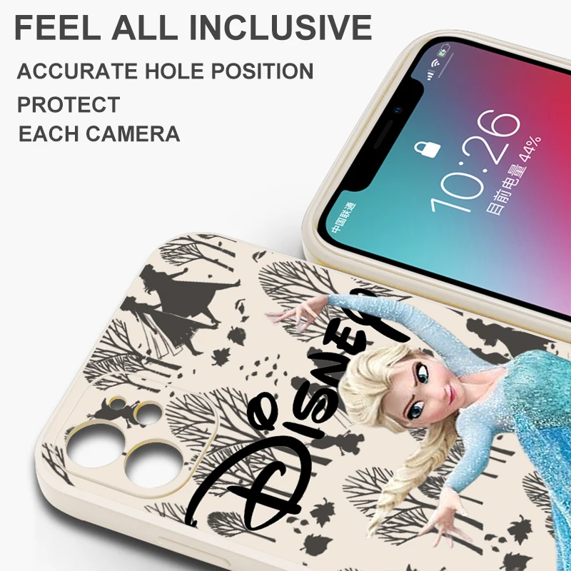 Disney Frozen Snow Queen For iPhone 15 14 13 12 11 Pro Max Mini SE2 6 6S 7 8 Plus Phone Case Soft Liquid Silicone Cover