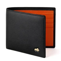 Cartera BISON DENIM de fibra de carbono de alta calidad para hombre, tarjetero con bloqueo RFID, cartera corta, el mejor regalo, monedero para novio, marido y padre