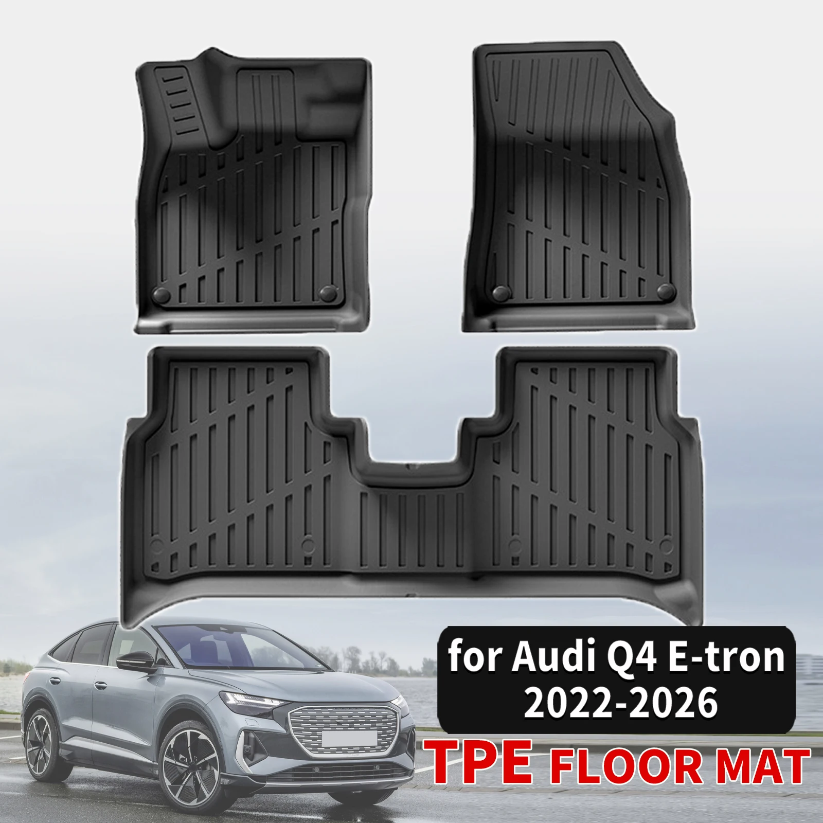 for Audi Q4 E-tron 2022 2023 2024 2025 2026 Durable TPE Car Floor & Trunk Mats, Non-Slip Easy Clean (Not For RHD)