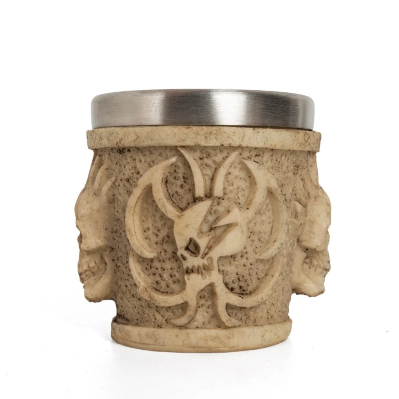F92C Skull Drink Vessel with Deep Skull Detail and Molded Shell for Tasting Service, Party Tables, Shelf Display and Gift Use